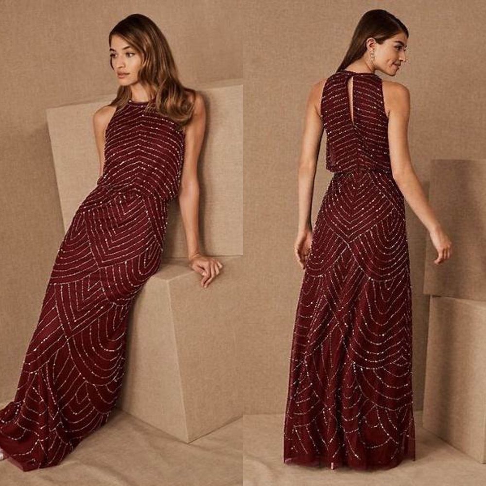 NWT Anthropologie BHLDN Adrianna Papell Madigan Beaded Dress Size 2
